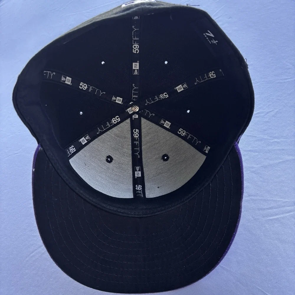 Colorado Rockies New Era 59FIFTY Fitted Hat Black Purple Size 7 1/2 MLB On-Field